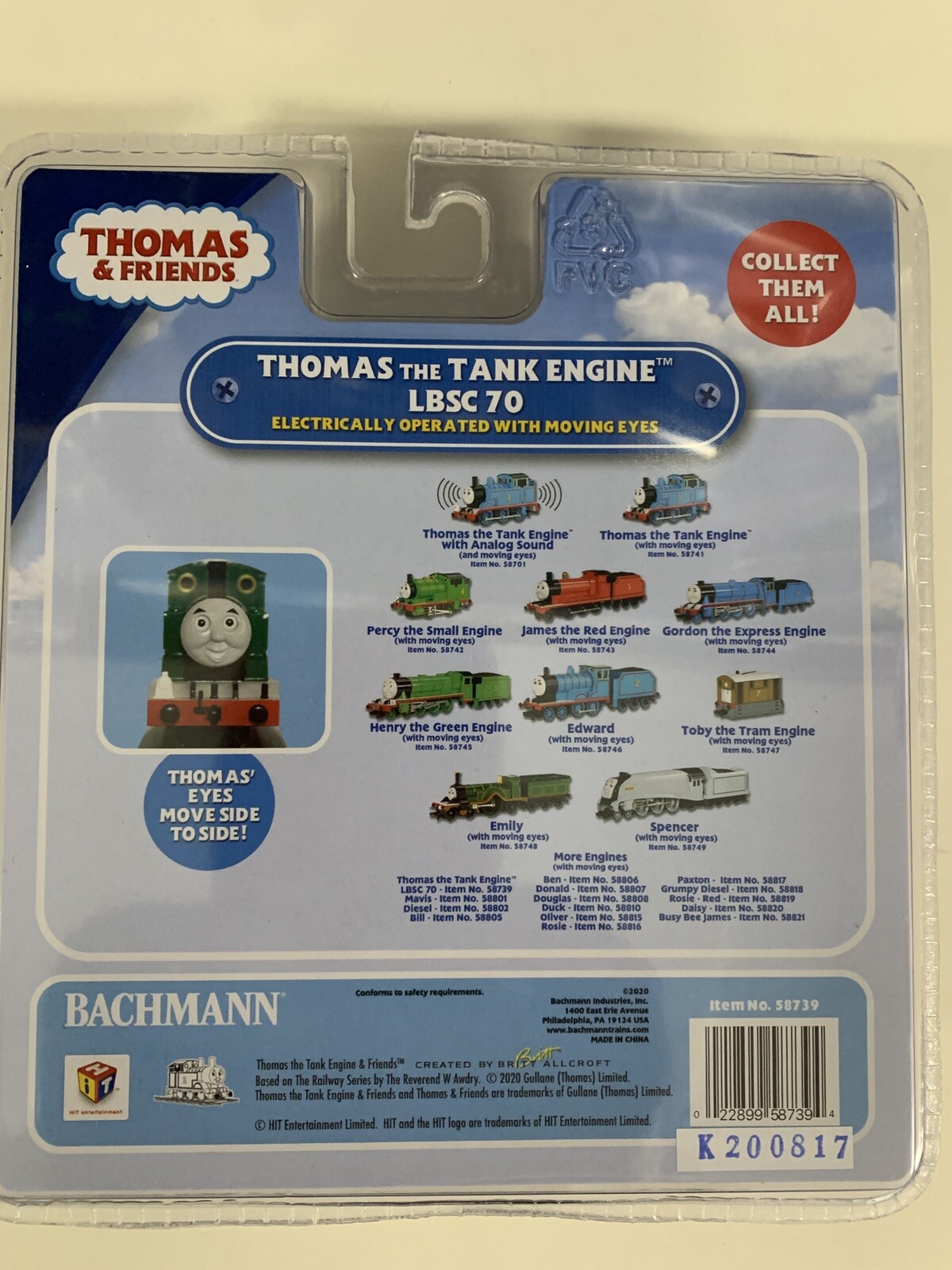 Bachmann 58739 THOMAS THE TANK ENGINE™ – LBSC 70 (WITH MOVING EYES) (HO SCALE)