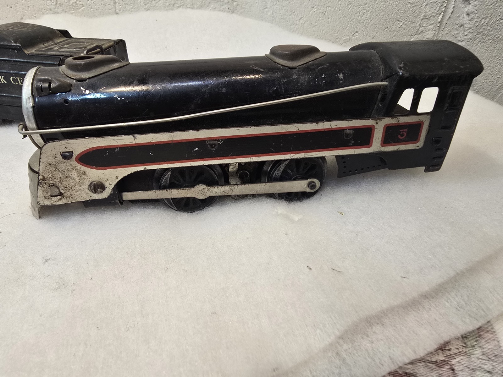 Vintage MARX Pre WAR Steam Locomotive and cars 2 manual switch tracks. Antique