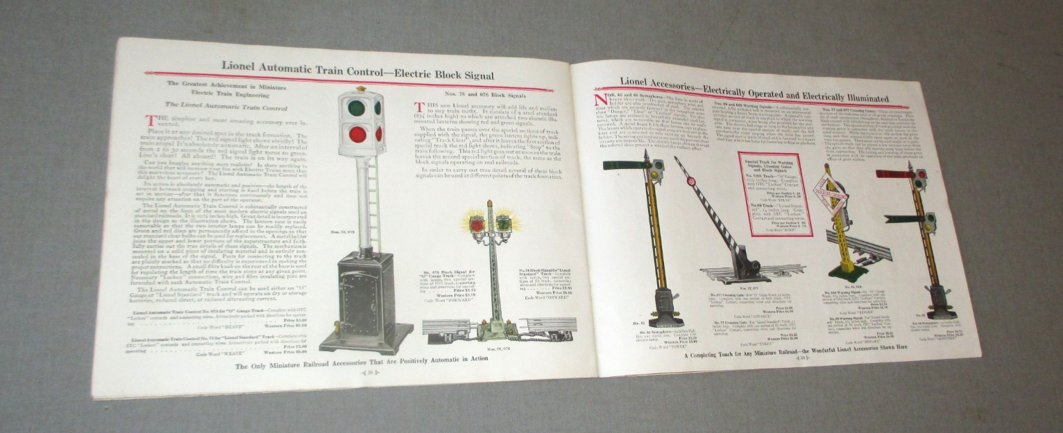 1925 LIONEL TRAIN DEALER SALES COLOR CATALOG- BROCHURE -ORG- STANDARD & O-GAUGE