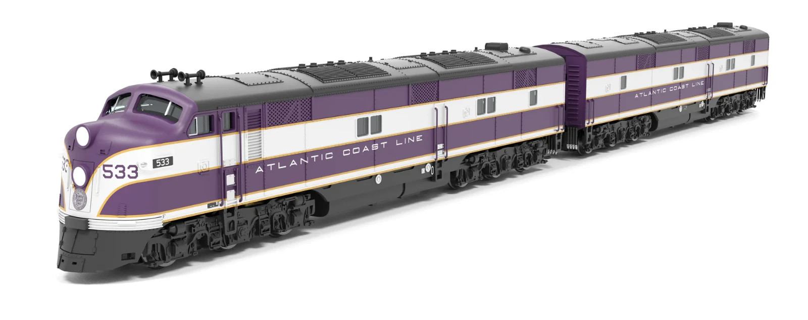 Broadway N-Scale 8760 EMD E7 A/B, ACL 533 / 760B, Purple & Silver, A-unit
