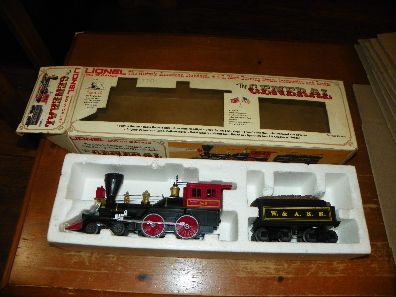 Lionel 6-8701 O Gauge W&ARR General 4-4-0 Steam Locomotive & Tender w/Box