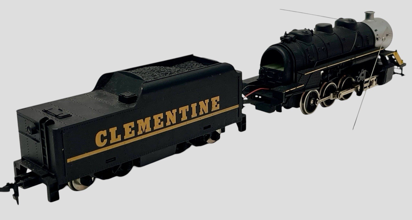 Vintage Clementine Steam Locomotive W/Tender – black & Gold Model Train Untested