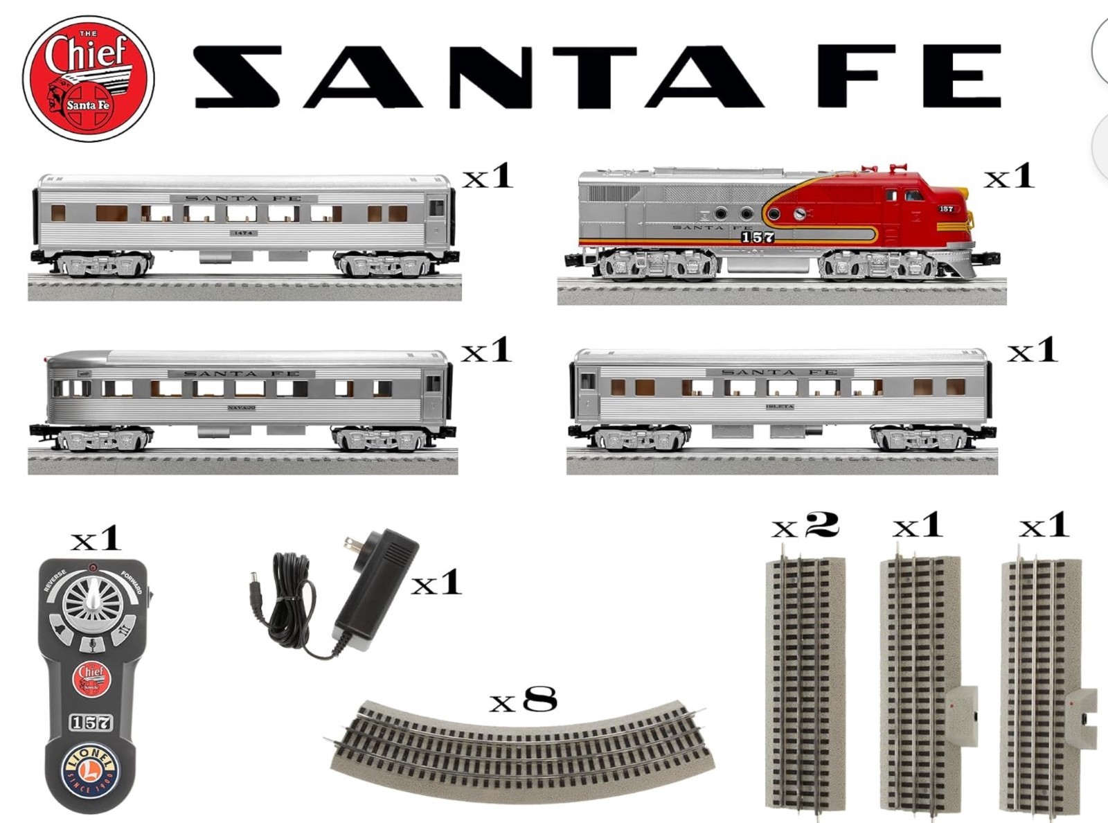 Lionel Santa Fe Super Chief Electric O Gauge Bluetooth 5.0 Train Set w/Remote