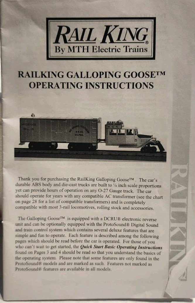 Railking By MTH O Scale Galloping Goose Rio Grande Southern #5 w/Proto-Sound