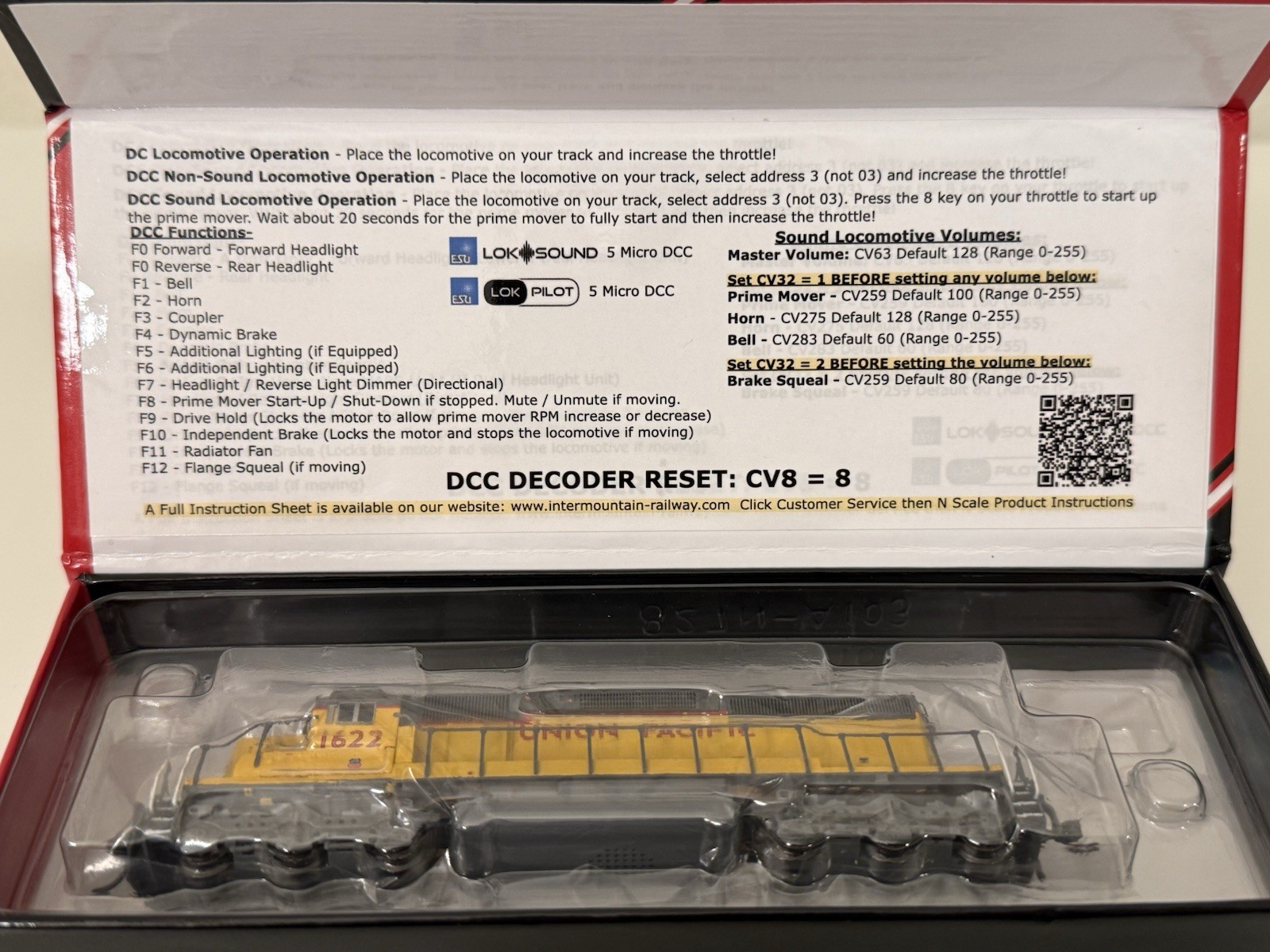 Union Pacific SD40N #1622 DCC & Loksound 5 Micro N Scale Intermountain – SD40-2