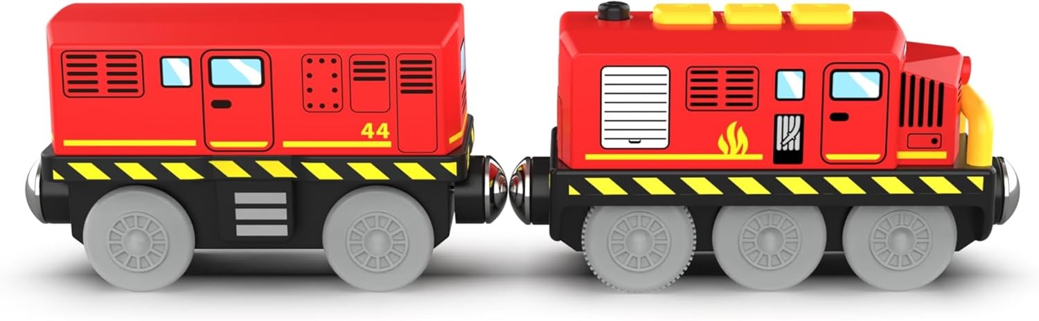 Train Toys Battery Operated Locomotive Trains for Wooden Track, Motorized Red