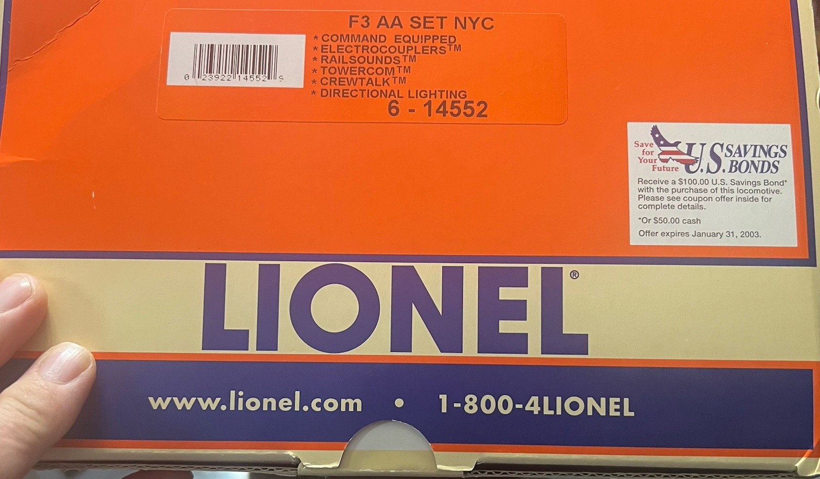 Lionel 6-14552 New York Central TMCC F3 AA Diesel Engine Set