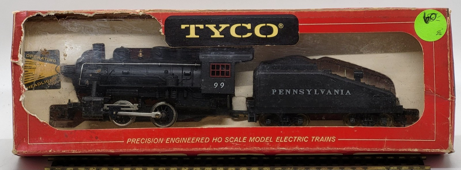 TYCO HO Gauge Steam Locomotive & Tender 99 Pennsylvania RR 99 0-4-0, Light, NEW
