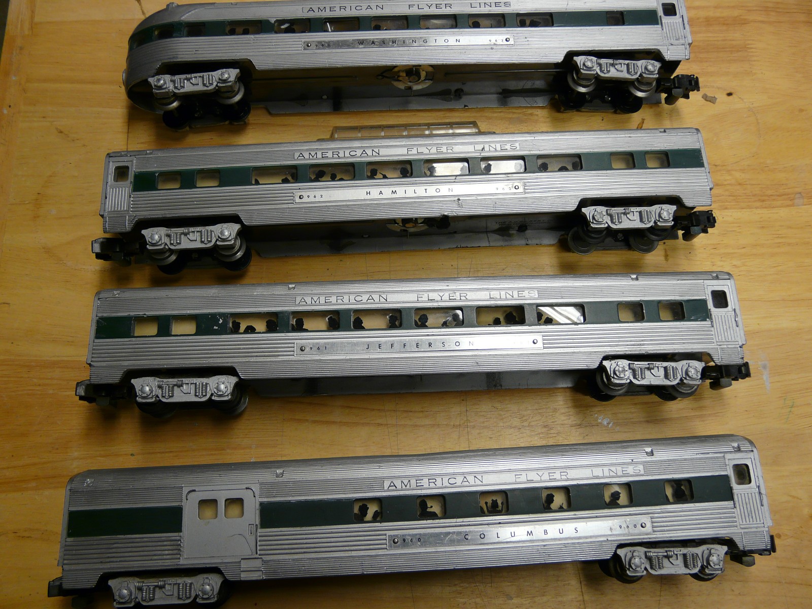 S GAUGE AMERICAN FLYER #474-475 ROCKET PASSENGER SET FOUR CARS A1A