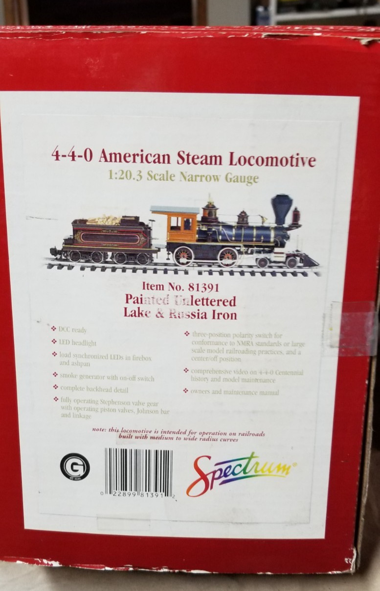 LAKE & RUSSION IRON, Painted Unlettered 4-4-0, Spectrum 81391, Brand new.