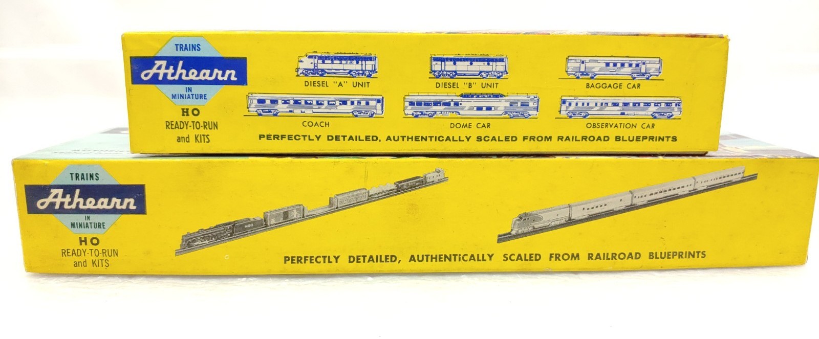 Rare Athearn Trains HO Yellow Box Mill Road GP9 AA Diesel Locomotive Engine Set