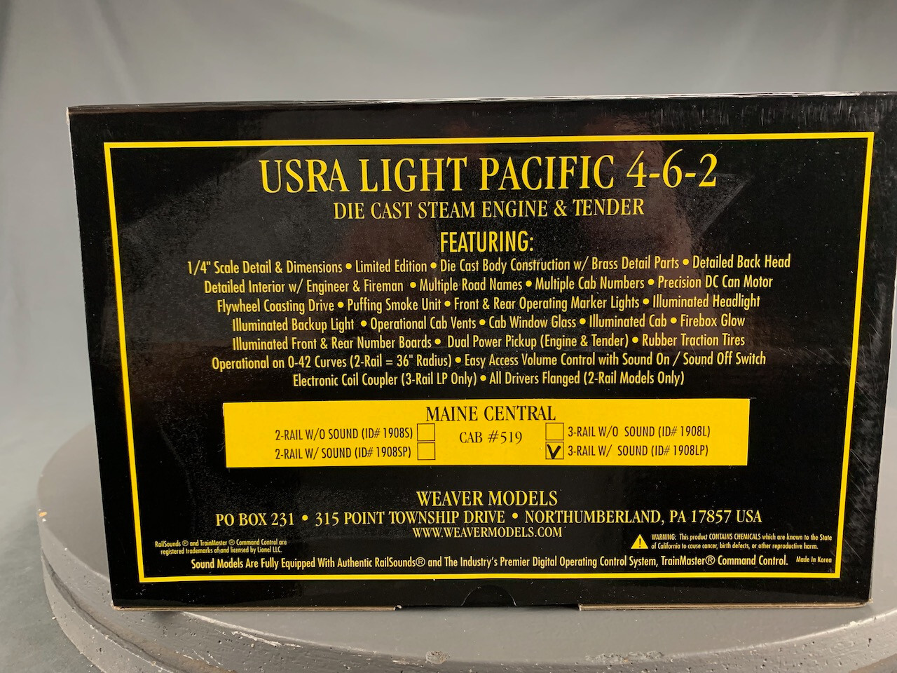 O Scale Weaver USRA Light Pacific 4-6-2 Maine Central #519 w/Sound O2015 XV