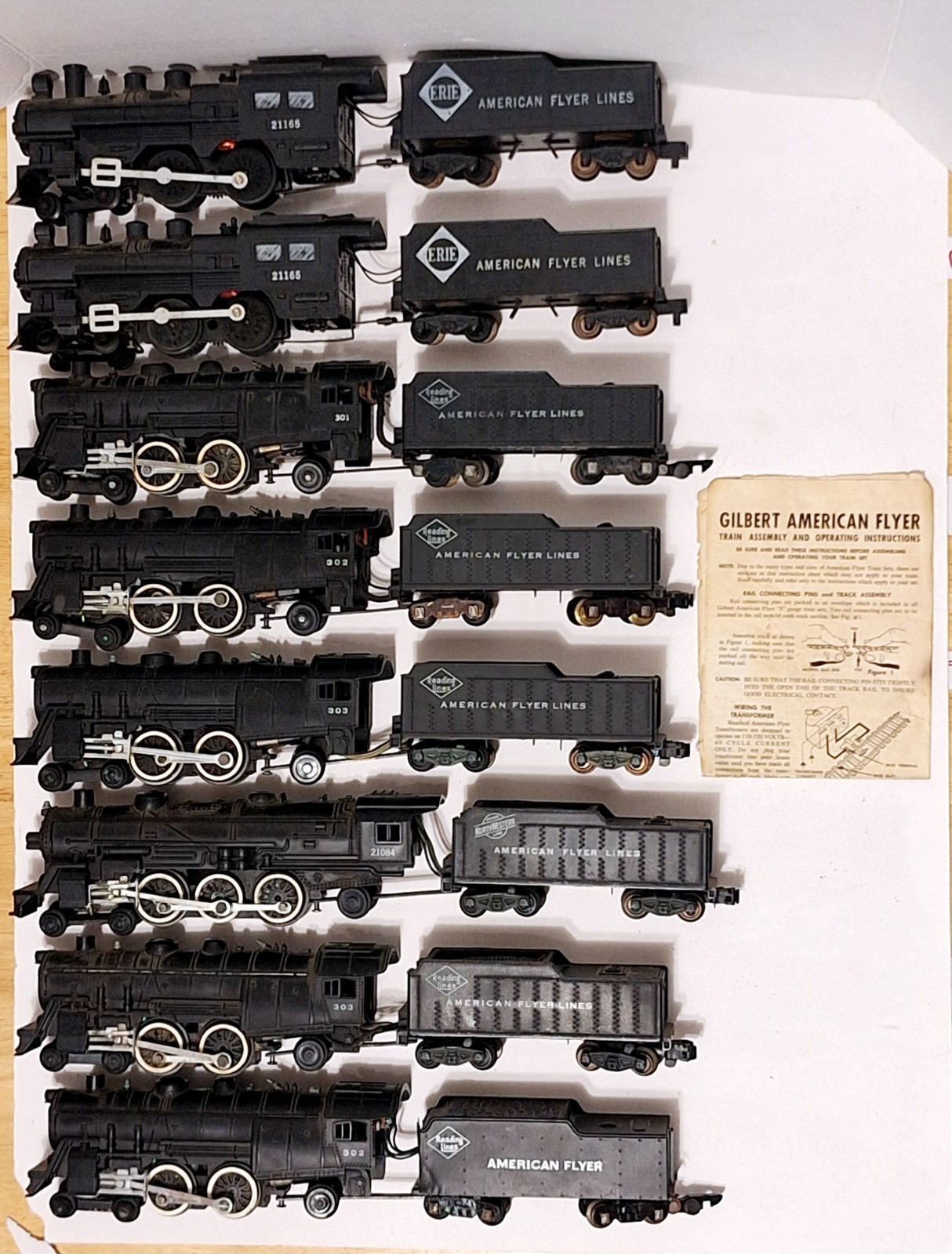 Vintage American Flyer S-Gauge Trains Lot 8 Steam Locomotives w Tenders Most Run