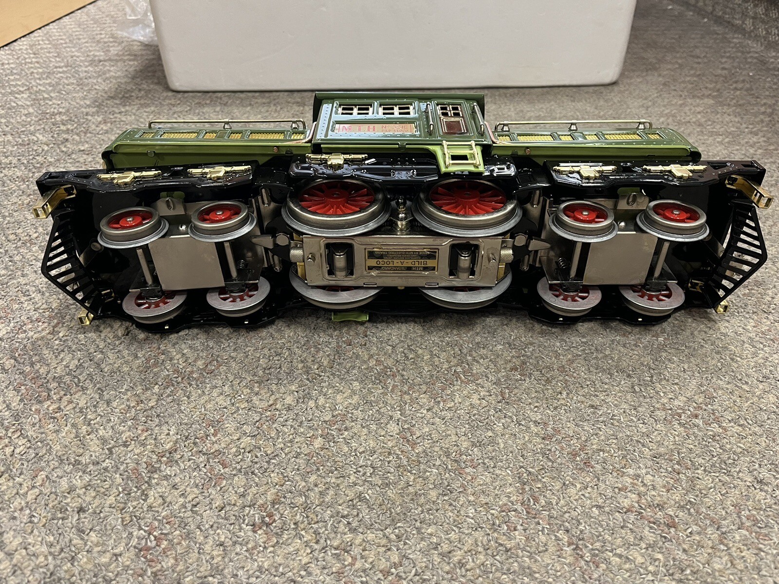 + MTH Standard Tinplate Two Tone Green 381E Locomotive Traditional 10-1077-0 *ST