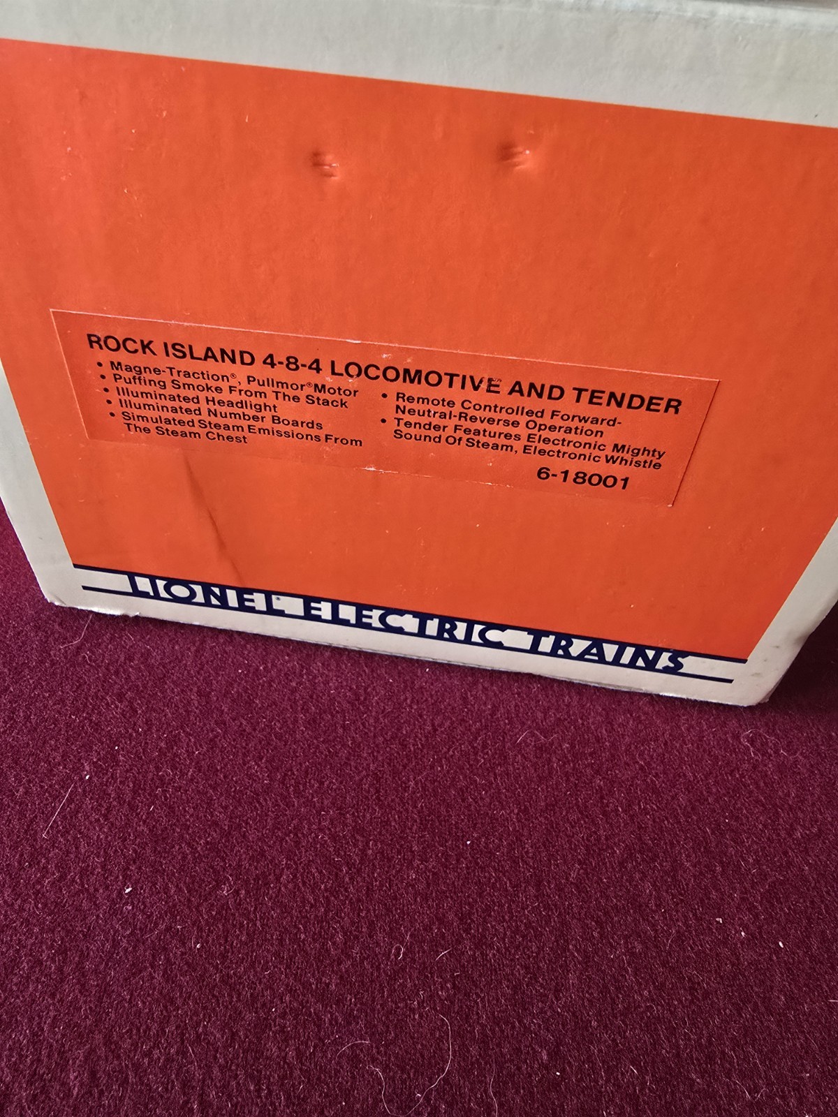 LIONEL 18001 ROCK ISLAND 4-8-4 LOCO & TENDER W SMOKE & SOUND IN BOX