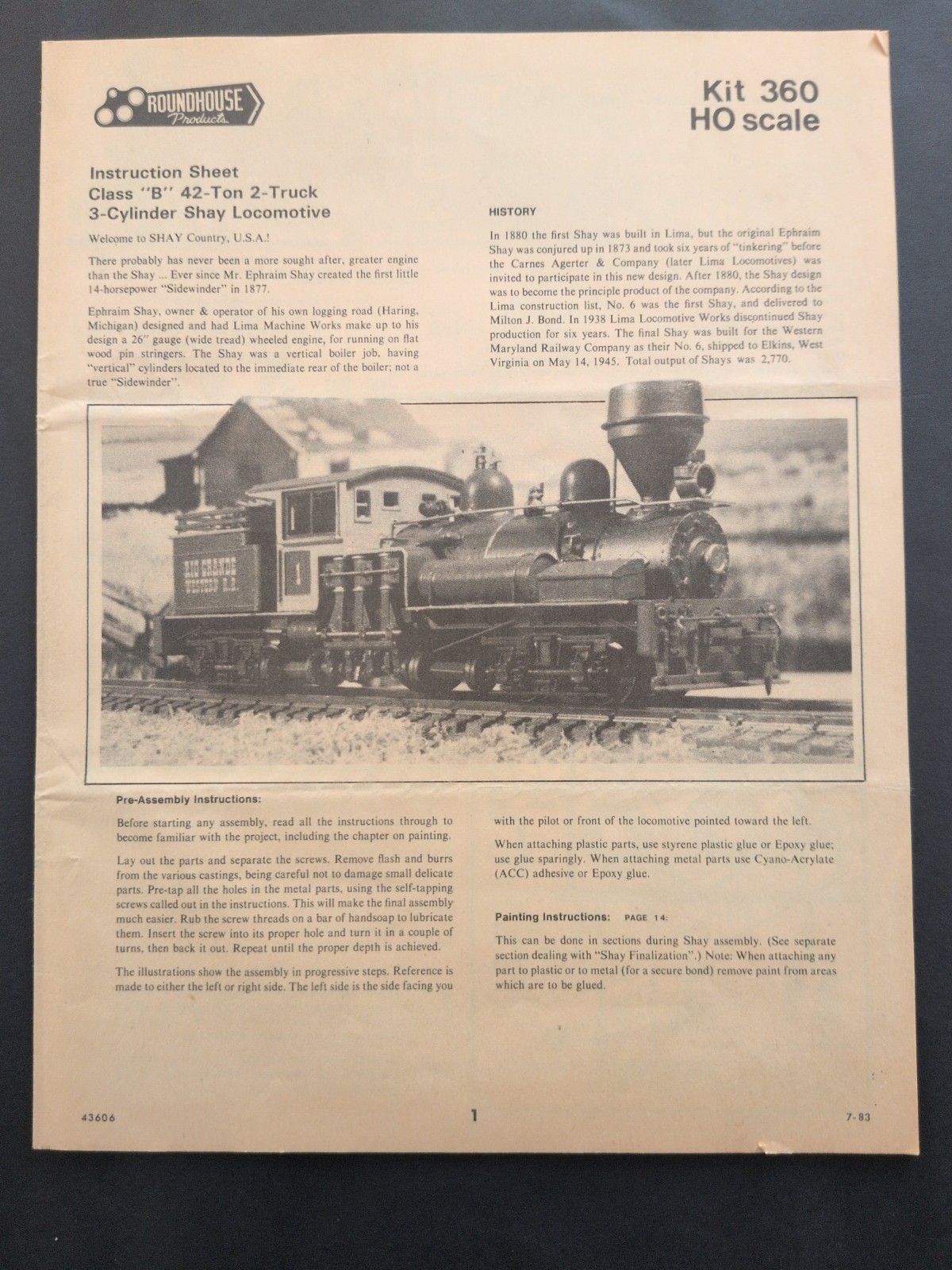 Shay Roundhouse Locomotive 360 Manual Instruction Sheet – 16 Pages