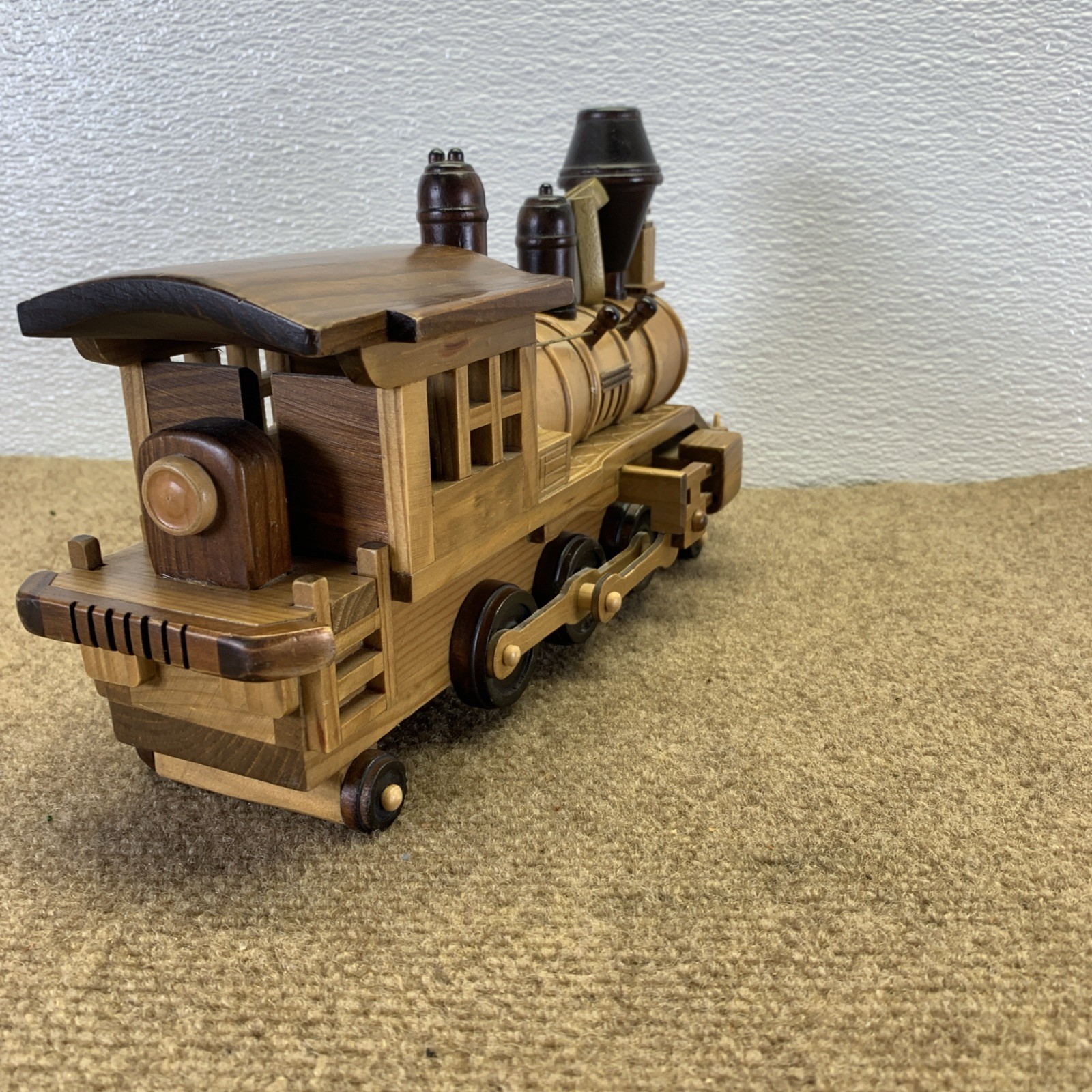 Beautiful Vintage Retro Train Locomotive made of wood and resin