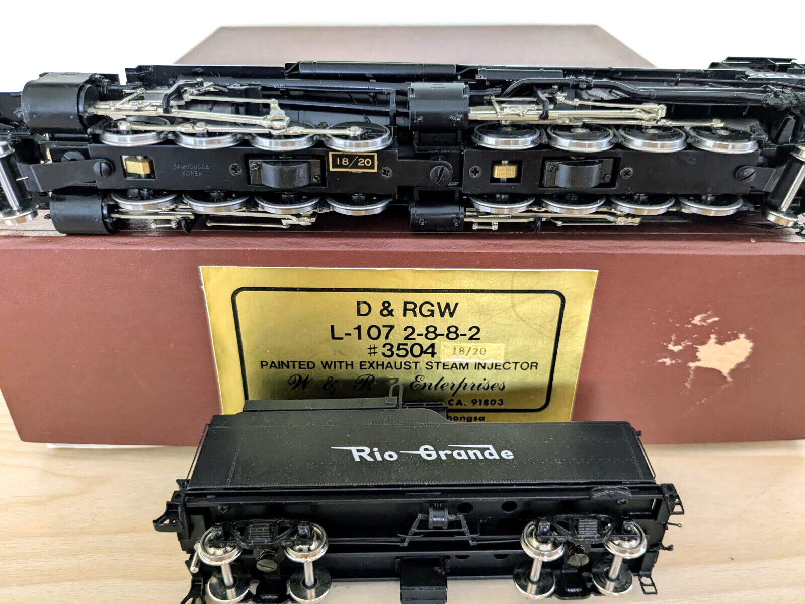 *1 OF 20! W&R BRASS D&RGW L-107 2-8-8-2 W/ EXHAUST STEAM INJECTOR HO *RUNS G@@D!