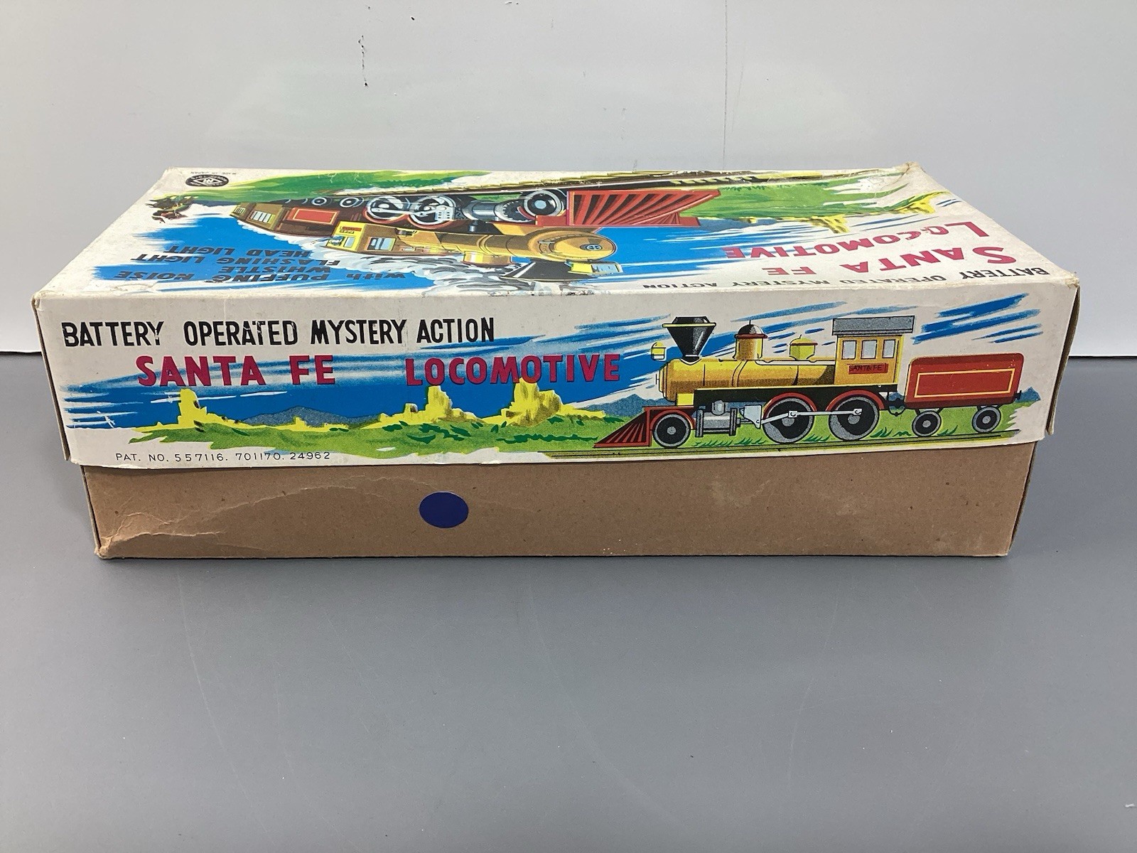 Vintage 1960s Modern Toys Santa Fe Locomotive Tin Train, Not Working, Japan