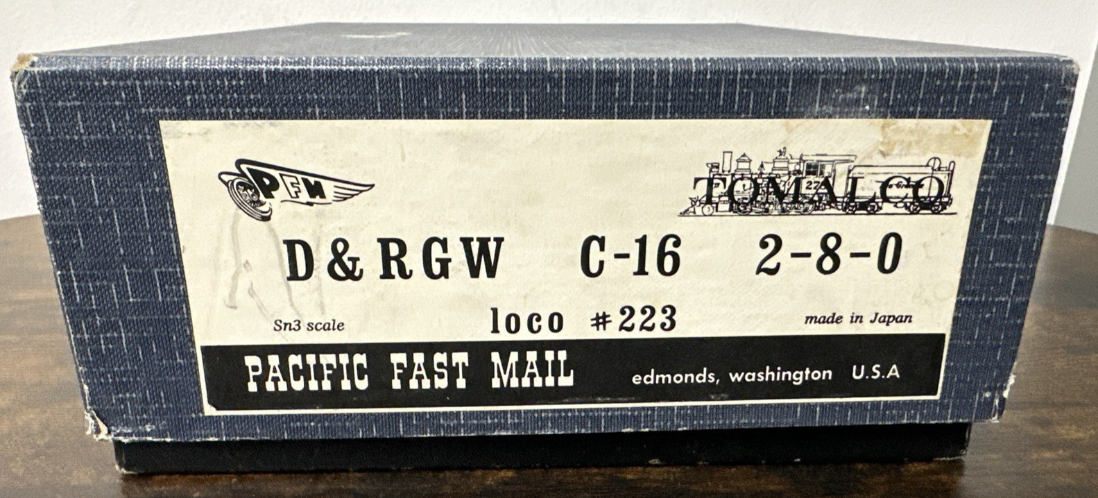 Pacific Fast Mail Sn3 Brass C-16 Class 2-8-0 D&RGW #223 Unpainted Runs Well!