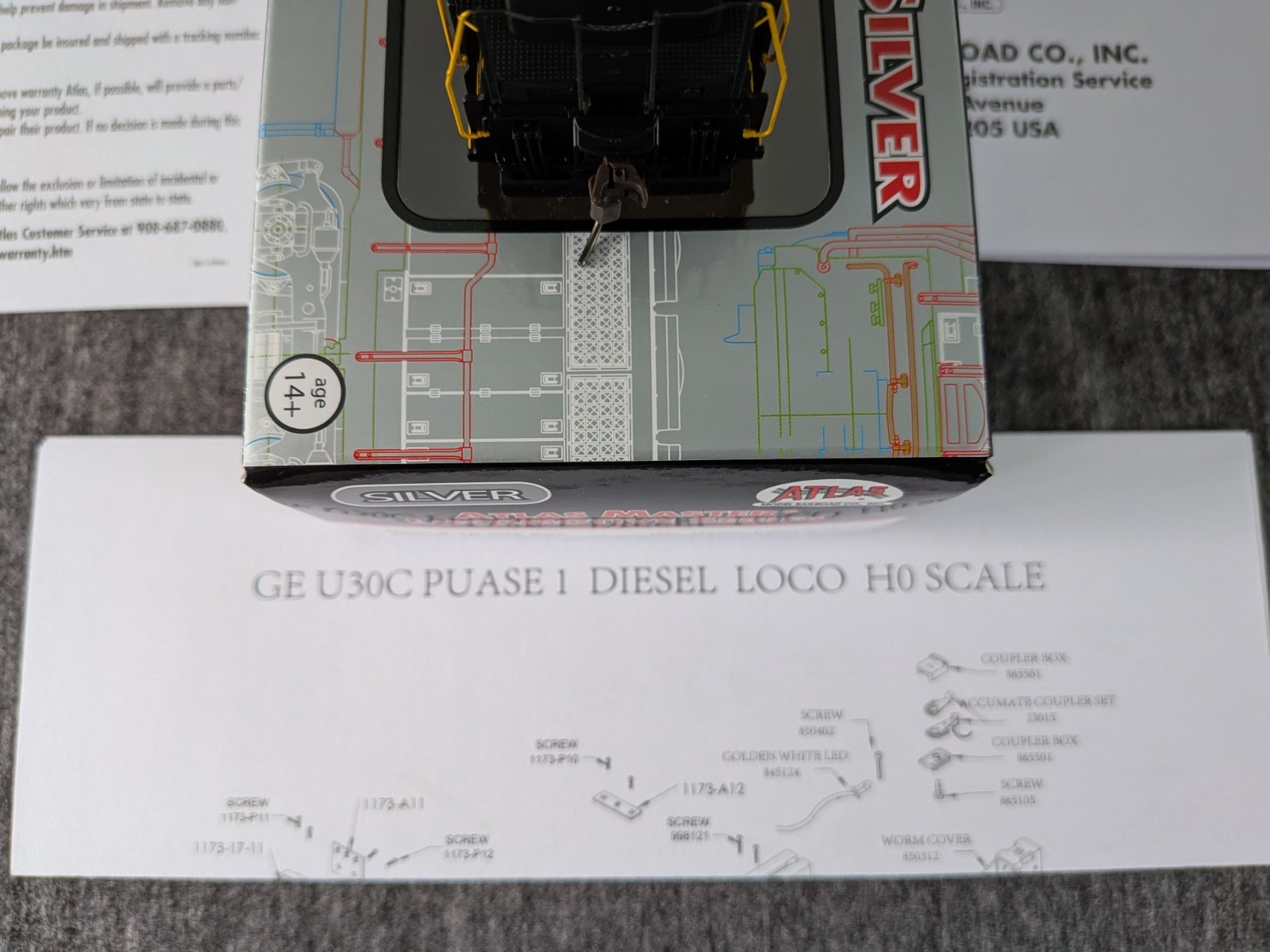 Atlas HO U30C, Pennsylvania #6536, Atlas #10 003897, Silver Series DCC Ready.