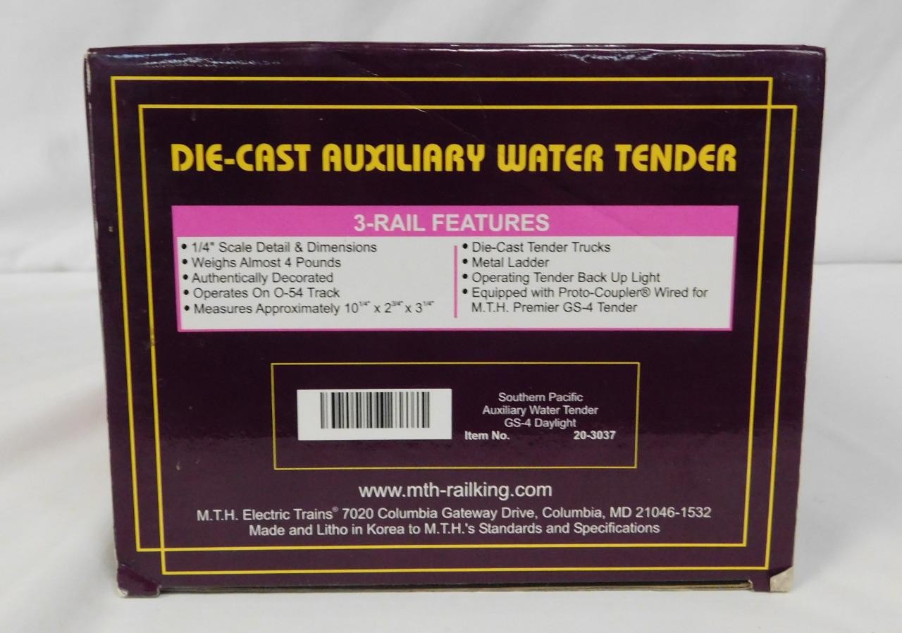 MTH 20-3037 Southern Pacific Daylight Auxiliary Water Tender for GS-4 Boxed 1/48
