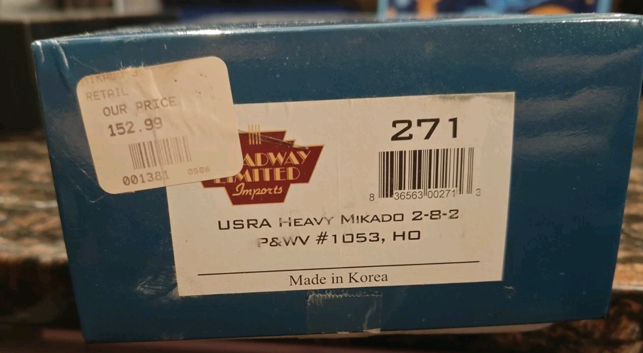 Broadway Limited USRA Heavy Mikado 2-8-2 P&WV #1053 HO Scale