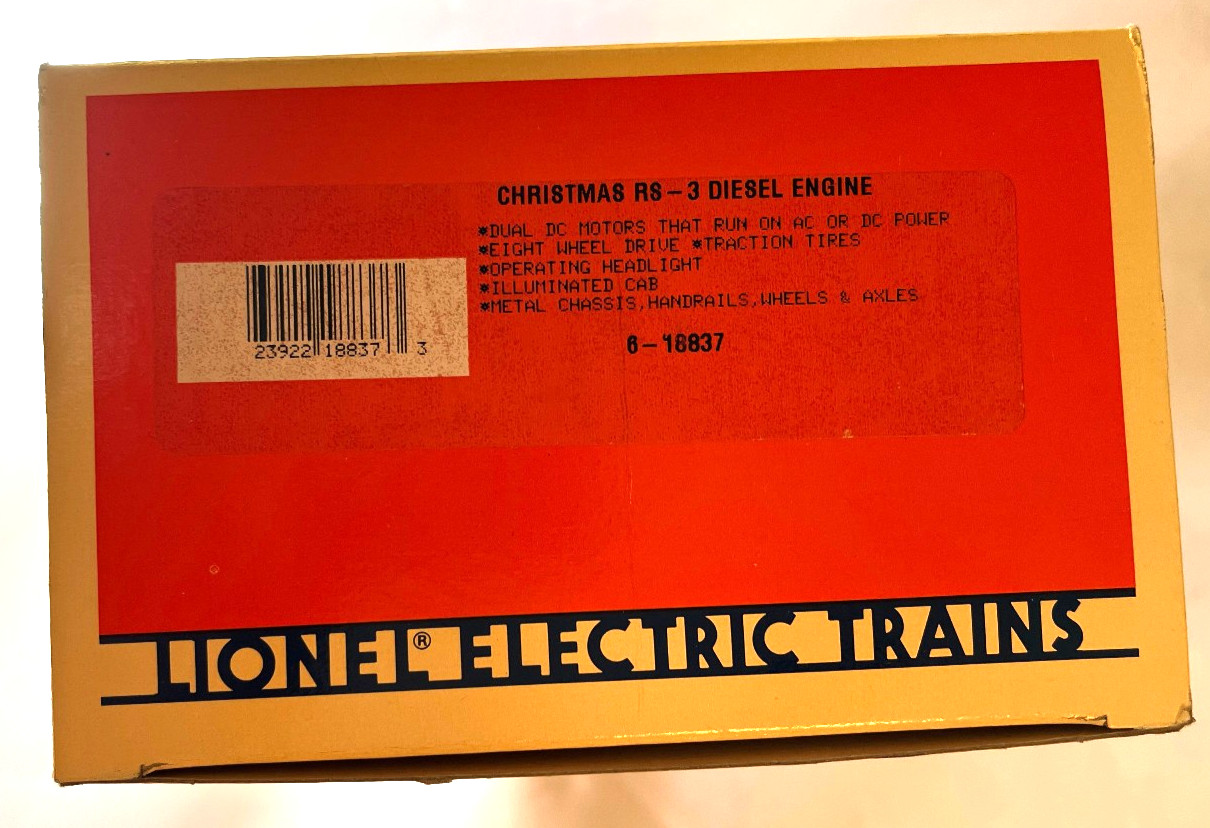 Vintage Lionel 6-18837 Happy Holidays 1994 RS-3 Diesel Locomotive New Unopened