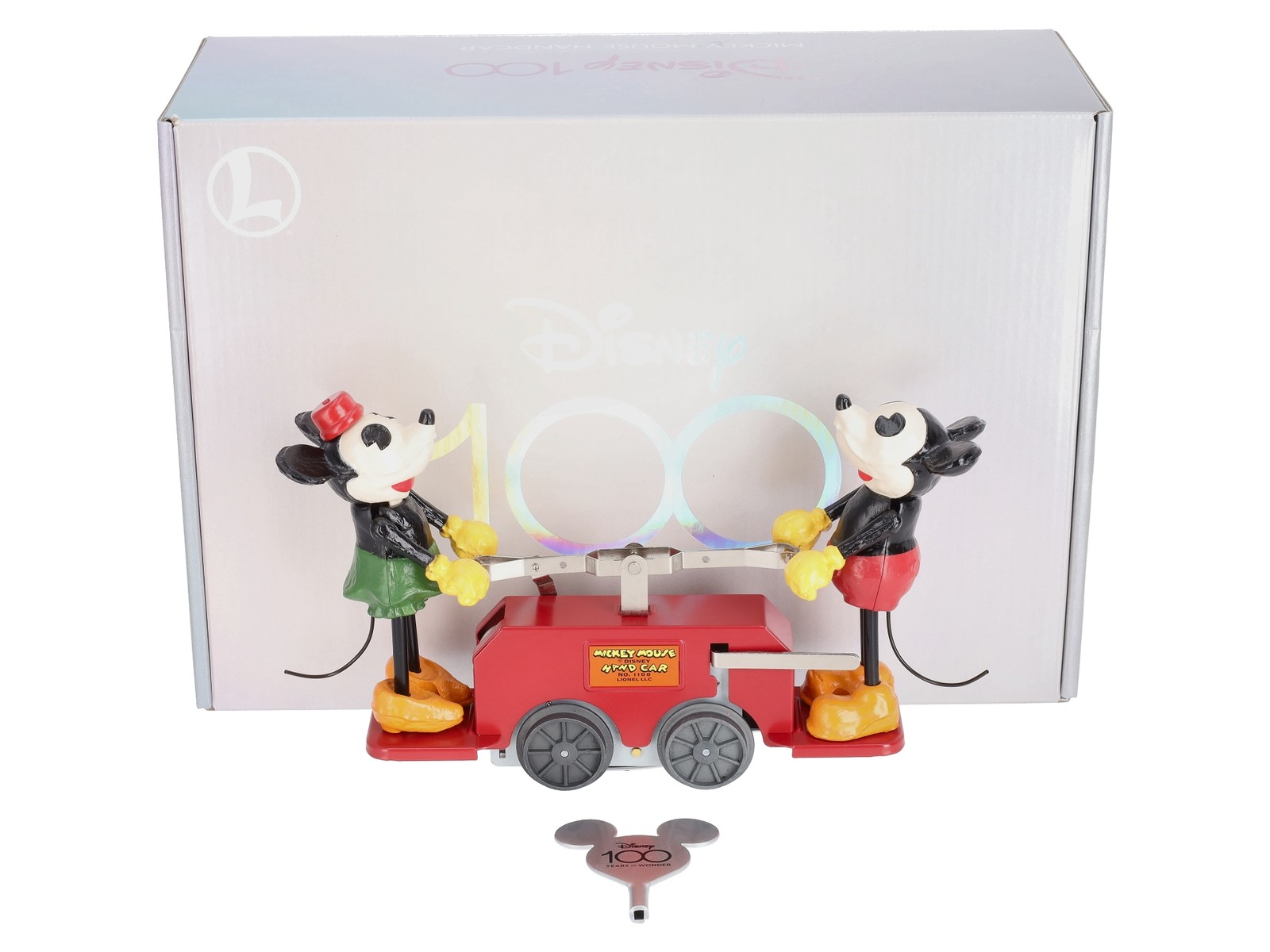 Lionel 2335190 O Gauge Disney’s Mickey Mouse and Minnie Mouse Red Handcar MT/Box