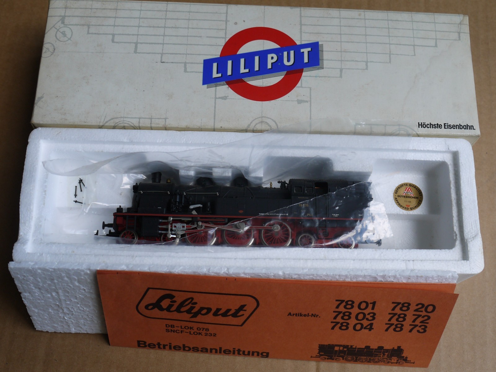 HO Scale DC Liliput DB-LOK 078 Steam Locomotive Deutsche Bahn Black #7802 NOS