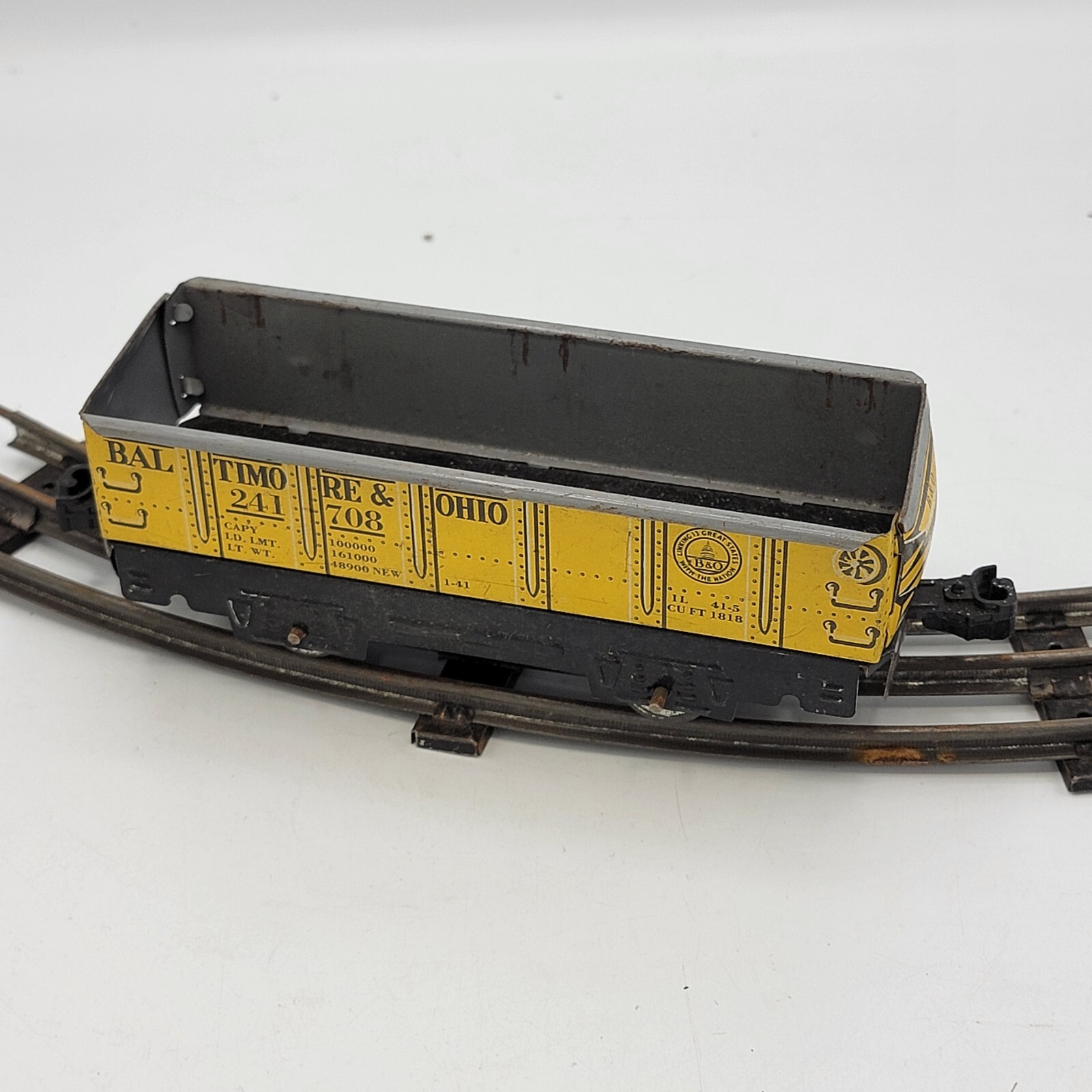 Marx Gondola Car Baltimore & Ohio O Gauge Yellow No. 241708 1950’s CLEAN