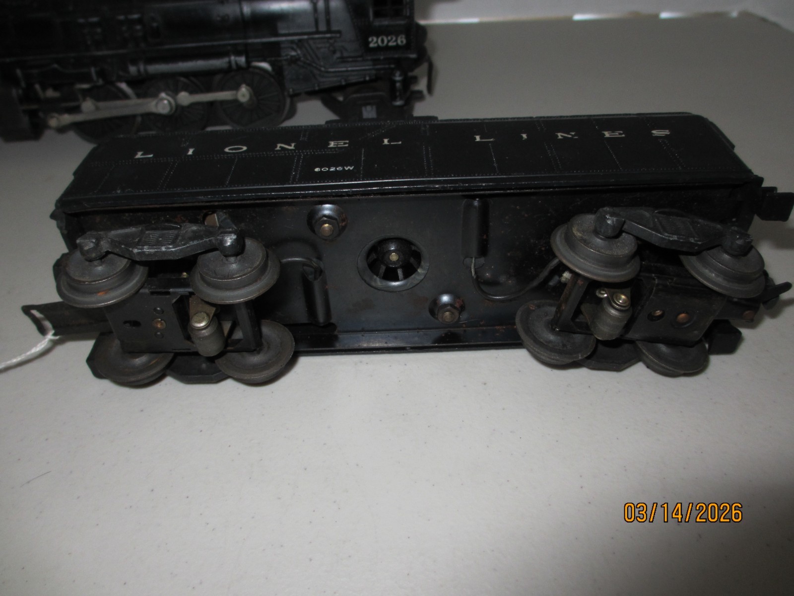 1951/1953 LIONEL O GAUGE 2026 2-6-2 STEAM LOCOMOTIVE WITH 6026W TENDER