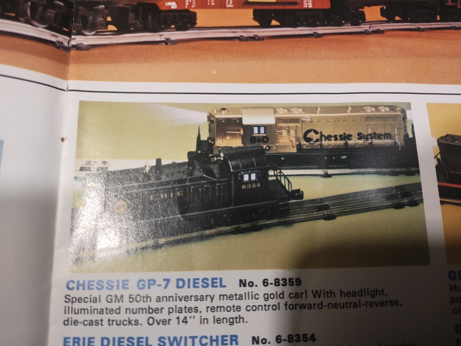 Lionel 6-8359 GM50 Chessie System B&O GP-7 Diesel Locomotive Gold With Box