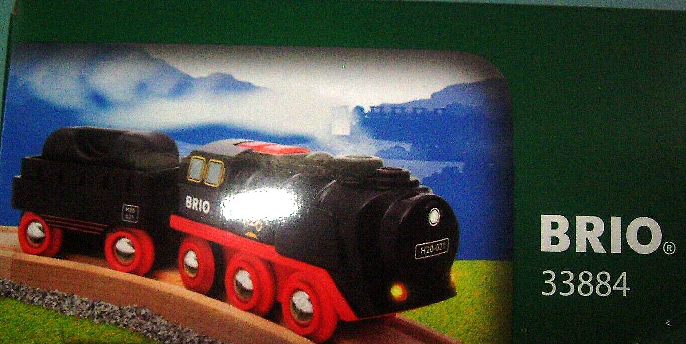 BRIO World 33884 Battery-Operated Steaming Train | Toy Train w Light & Steam MIB