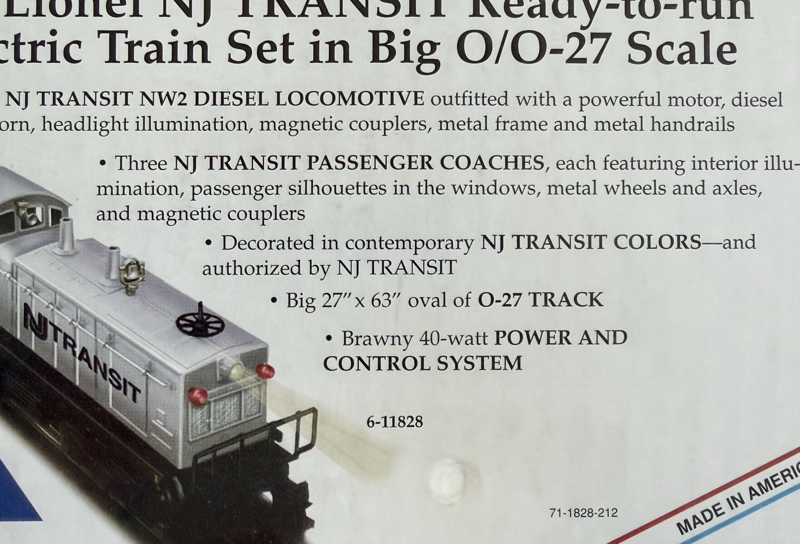 ~NEW LIONEL 027 Gauge 6-11828 NJ Transit Ready-to-Run Train Set – FACTORY SEALED