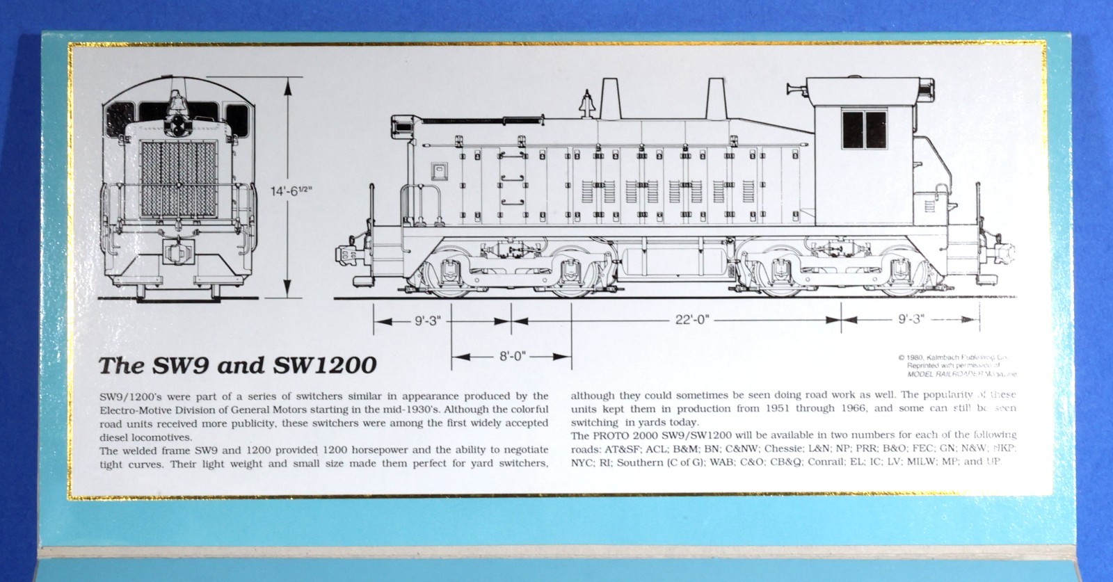 Proto 2000 HO Scale Louisville & Nashville 2287 SW9/1200 Diesel Engine 8835