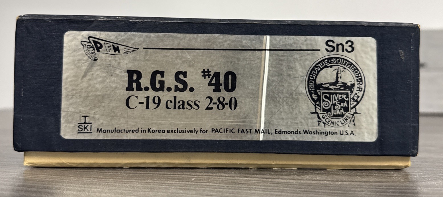 Pacific Fast Mail Sn3 Brass Consolidation Rio Grande Southern 2-8-0 C-19 #40