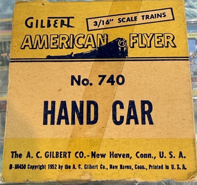 1952 American Flyer S Gauge # 740 Handcar W/ Original Box railroad train mib car