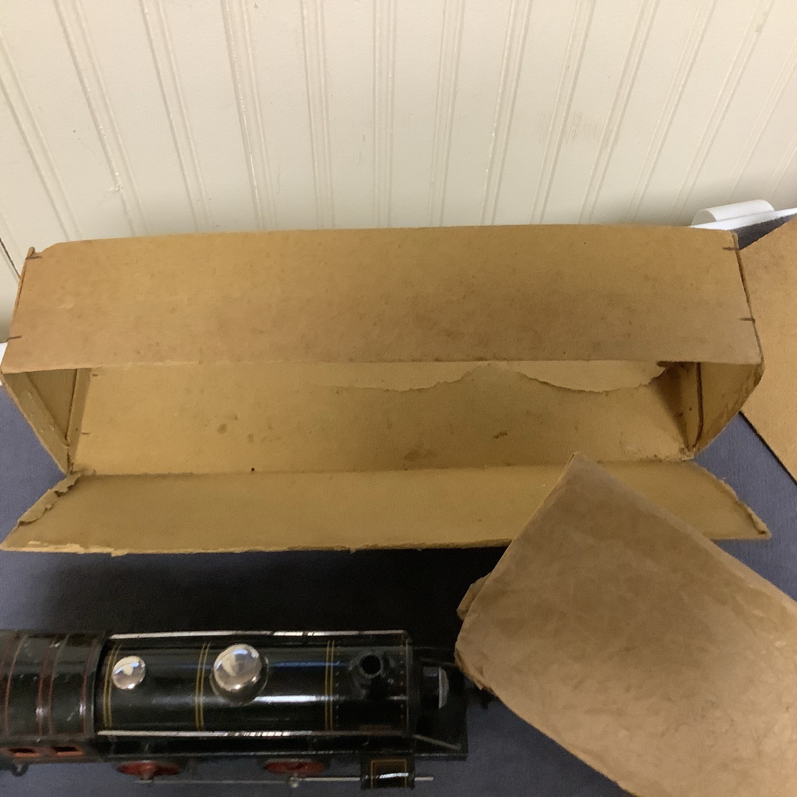 Vintage Fandor Clockwork Locomotive And Tender With Battery Operated Light Used