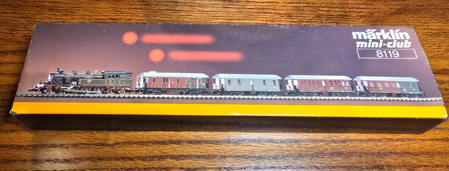 Z Scale Marklin Mini-Club #8119 Royal Prussian Steam Locomotive & Coaches LN/Box
