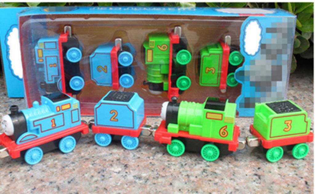 magnetic cartoon locomotive set anime railway train model toys random style
