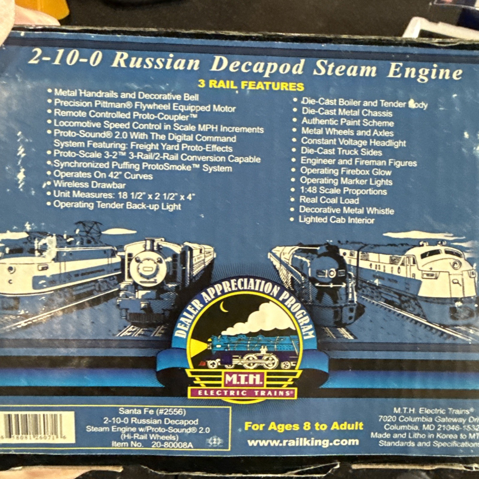 MTH 20-80008A 2-10-0 Russian Decapod Steam Engine Proto Sounds Box