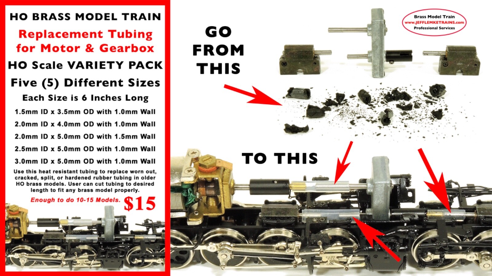 HO Scale Brass Locomotive Replacement Tubing for Motor and Gearbox Shafts NEW!