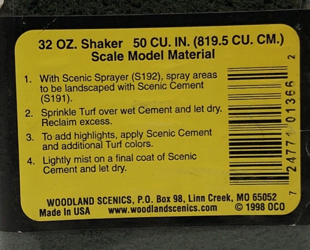 WOODLANDS SCENICS – #T1366 Course Turf – Conifer – 32oz Shaker