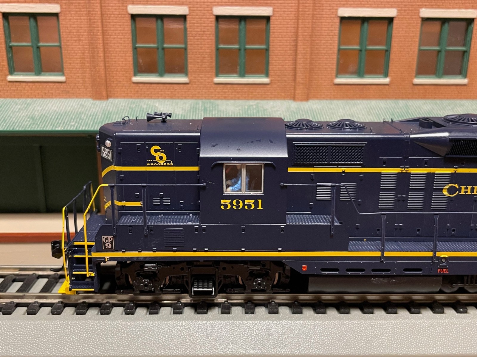 910-10494 Chesapeake & Ohio GP9 #5951 in Standard DC with detail parts added.