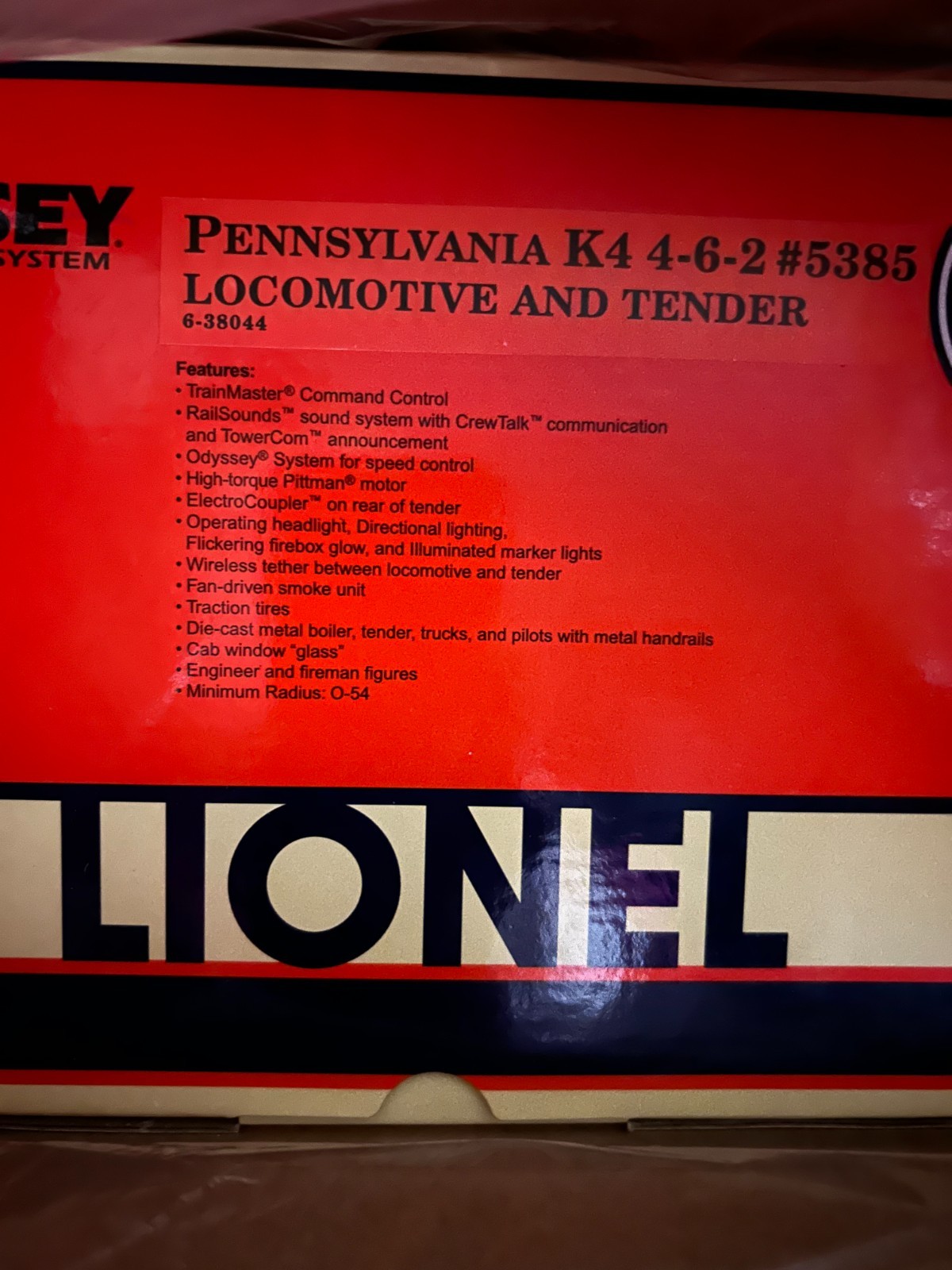 Lionel 6-38044 “O” Pennsylvania K4 4-6-2 #5385 Locomotive & Tender- NEW