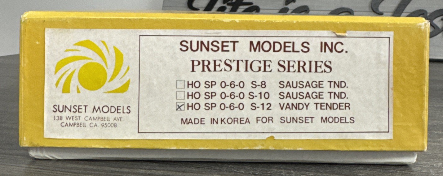 Sunset Models HO Brass Switcher Southern Pacific 0-6-0 S-12 w/Vandy Tender LNIB!