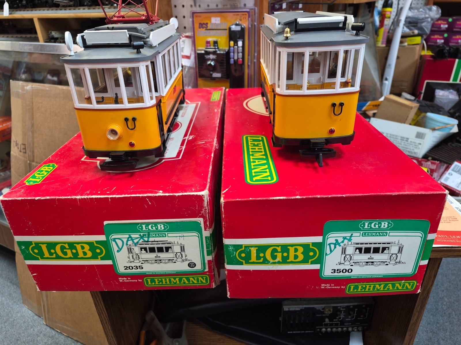 LGB 2035,3500 G SCALE TROLLEY SET POWERED & NON POWERED TRAILER BOXED TESTED