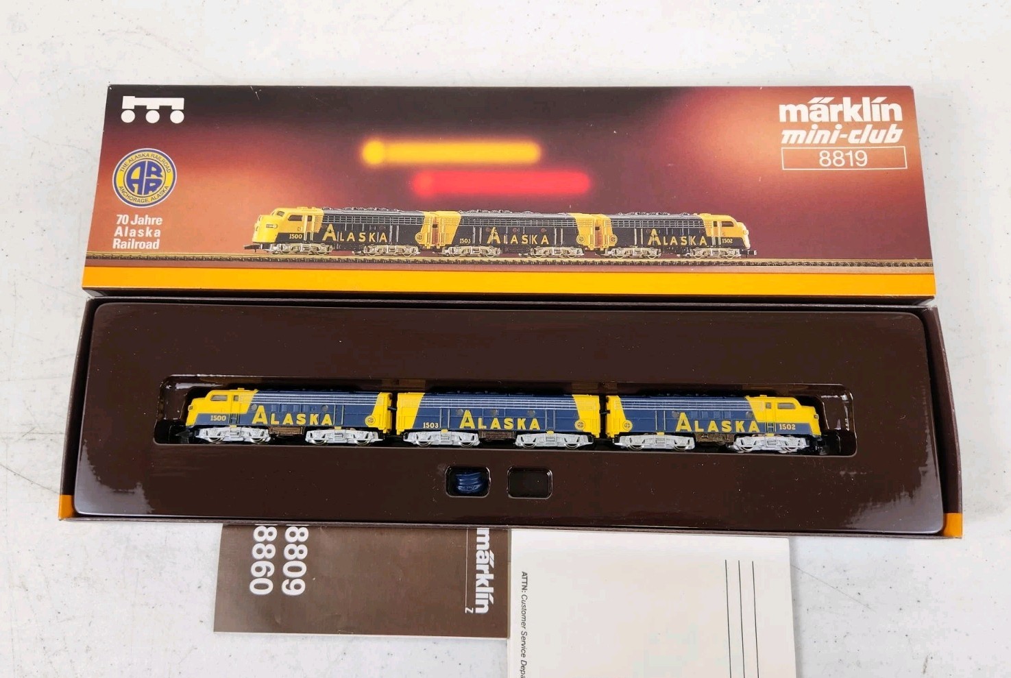 Marklin Mini-Club 8819 F7 A/B/A Engine set Alaska Z Scale With Original Box!!