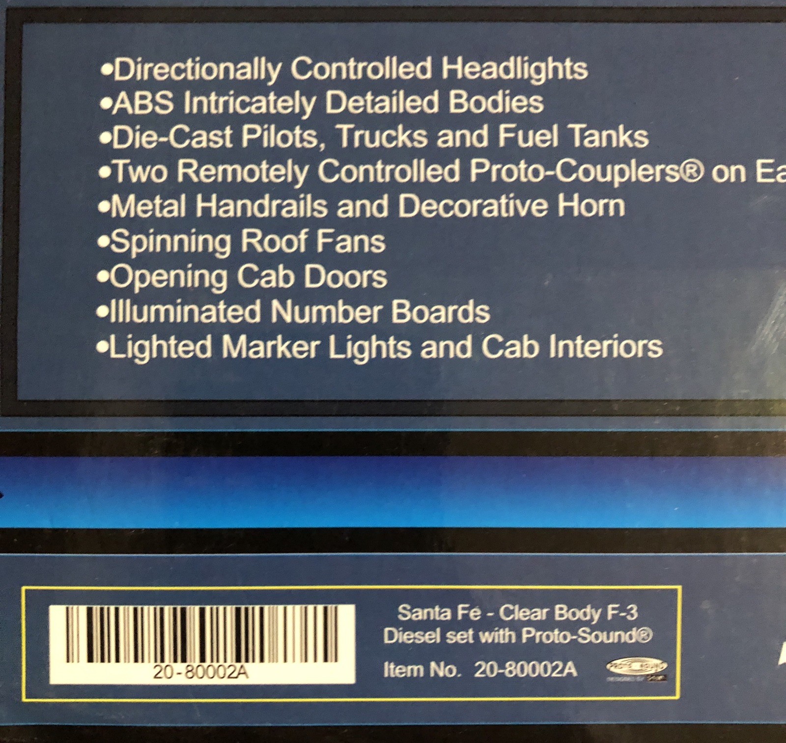 MTH Premier DAP 20-80002A Santa Fe Clear Body F-3 ABA Diesel Set New In Box!
